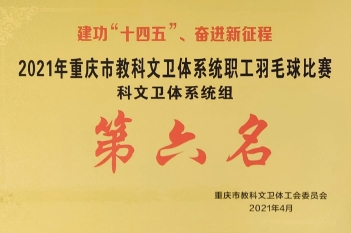 2021年重庆市科教文卫体系统职工羽毛球比赛（科文卫体系统租）第六名
