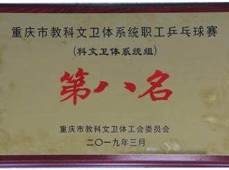 重庆市教科文卫体系统职工乒乓球赛（科文卫体系统组）第八名
